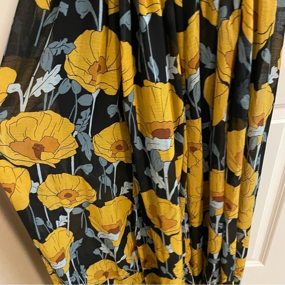 Free People Floral Sophia Jumpsuit Flowy Wide Leg Black and Yellow Boho Size XS - Picture 8 of 12